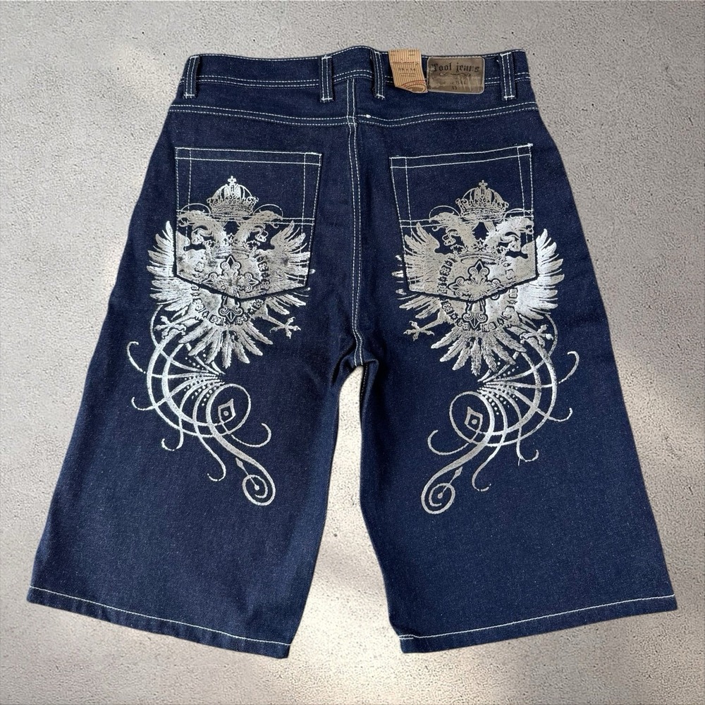 NWT VTG Tool Jeans Shorts Mens 36x14 Denim Tribal Cross Y2K Baggy Pinkman
